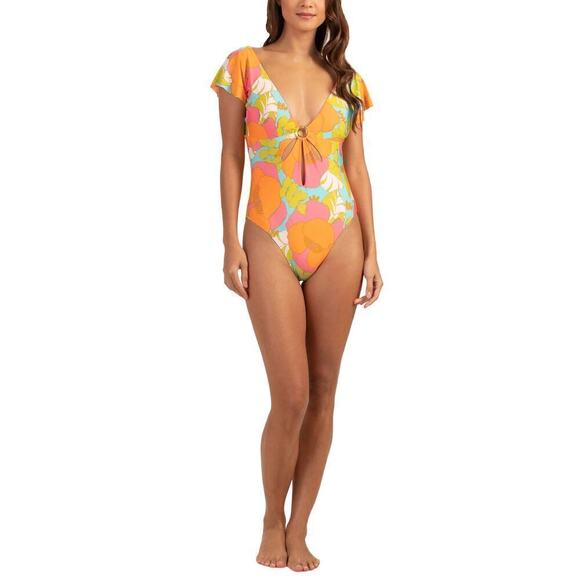 NWT Trina Turk Playa De Flor Keyhole Front Flutter Sleeves One-piece Swimsuit - Picture 5 of 7